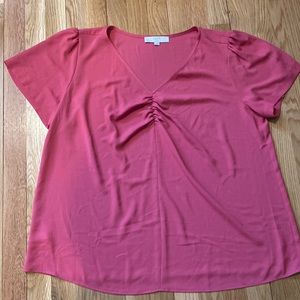 Loft plus pink short sleeve blouse size 16